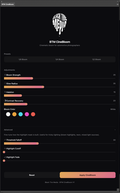 BTM CineBloom — Photoshop Plugin